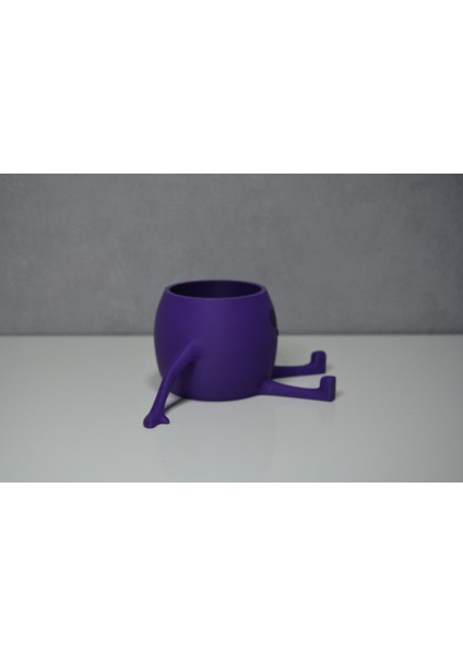 3D Oturan Mini Saksı Mor