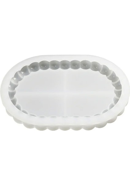 Silikon Kalıp Epoksi Taş Tozu Beton Oval Mini Misketli Bubble Tepsi Kalıbı 17.2X12 cm