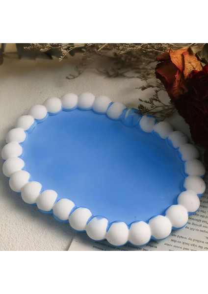 Silikon Kalıp Epoksi Taş Tozu Beton Oval Mini Misketli Bubble Tepsi Kalıbı 17.2X12 cm fiyatları