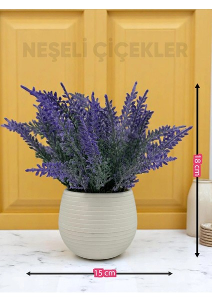 Küçük Yapay Çiçek Lavanta Mor 15X18CM Dekoratif Masa Süsü Plastik Mini Saksıda Ev Süsleri indirimleri