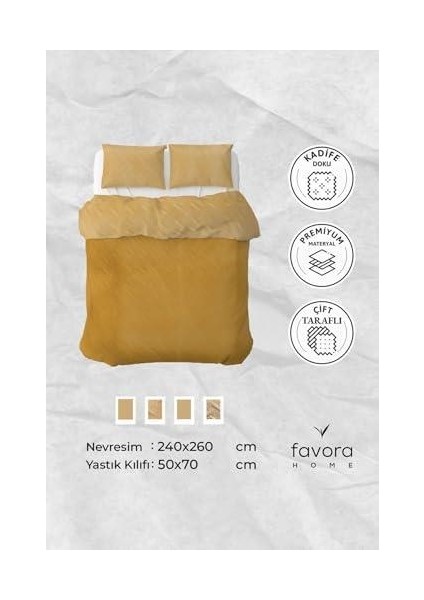 Kadife Çift Kişilik Yatak Örtüsü (Gold)