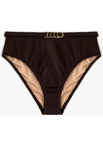 Astarlı Aksesuar Detaylı Parlak Yüksek Bel Toparlayıcı Bikini Altı