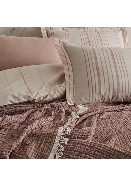 | Tissou | Çift KIŞILIK%100 Pamuklu Muslin Pike Yatak Örtüsü Kahve