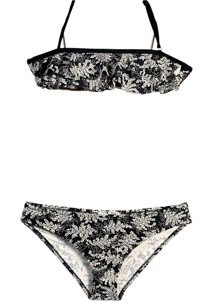 Halter Yaka Botanik Desen 50UV Kız Çocuk Bikini Takımı By Nessi Byrd