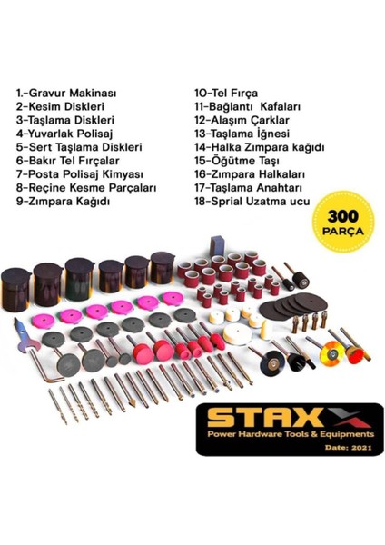 300 Parça 400 Watt 60.000 Rpm 6 Kademe Devirli Hobi Gravür Taşlama Zımpara Çantalı Set