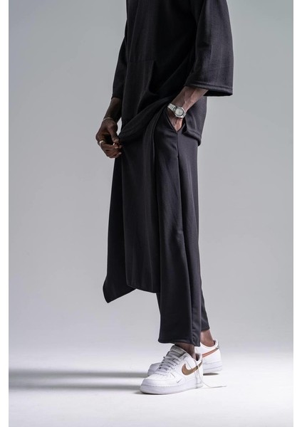 Beli Lastikli Bilek Paça Siyah Samuray Pantolon modelleri