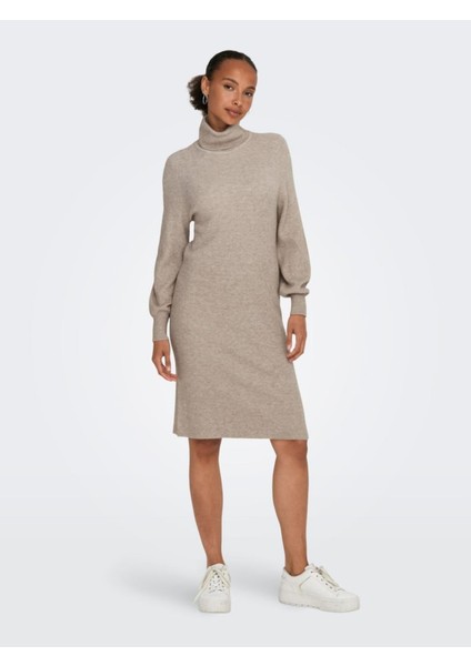 Only Onlsasha L/s Rollneck Dress Knt Noos Kadın Kahverengi Elbise - 15309197 modelleri