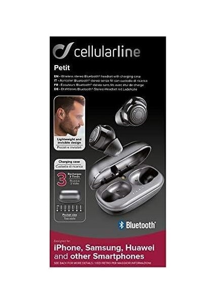 Petit True Kablosuz Kulaklık Kulaklık, Taşınabilir Pil Şarj Cihazlı Bluetooth Kablosuz Kulak Içi Kulaklık, Tws, Dahili Mikrofon, Dokunmatik Kontrol, Siyah, Btpetıttwsk