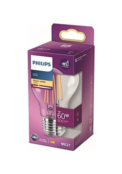 LED Classic 60W A60 E27 Non-Dim 2700K Sarı Işık LED Filament Ampul