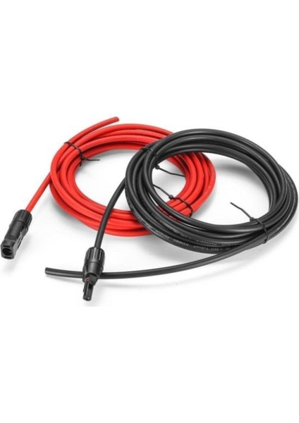 6 Mm2 Mc4 Soketli 10 Metre Solar Panel Kablo Set (Kırmızı-Siyah) Toplam 10 Metre 5+5