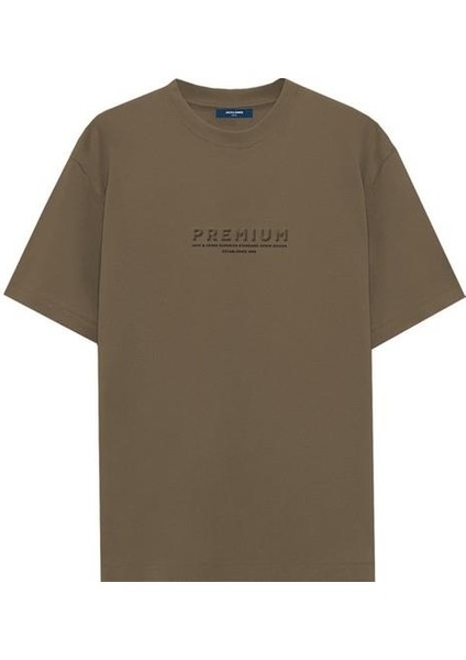 Bisiklet Yaka Düz Koyu Kahve Erkek T-Shirt Jprblulogo Ss Tee Crewneck