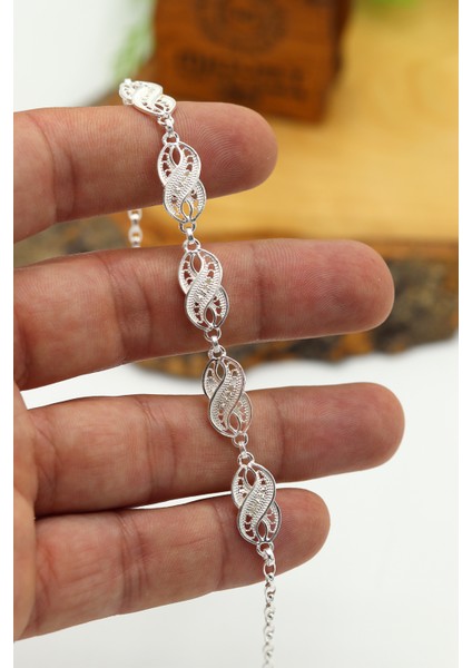 Sonsuzluk Model 925 Ayar Gümüş Telkari Kadın Bileklik 201024173 modelleri