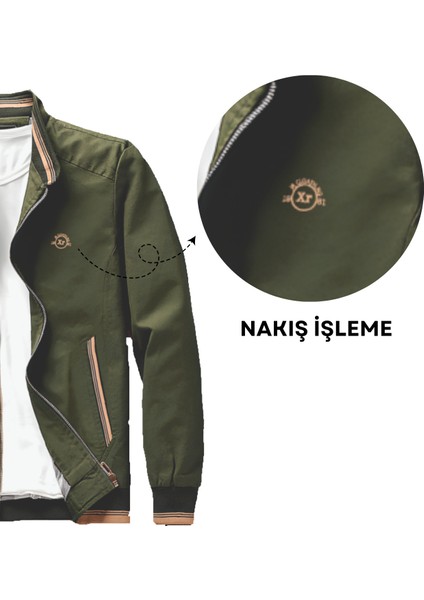 Nakış Armalı Mevsimlik Erkek Mont & Ceket Yeşil