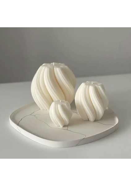 Silikon Mum 3D Büyük Boy Dönen Sütun Geometrik Dalgalı Sabun Beton ve Taş Tozu Kalıbı modelleri