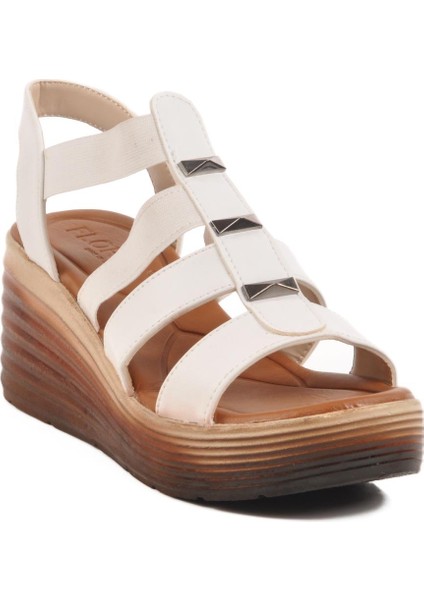 Beyaz Kadın Topuklu Sandalet T-001 Z