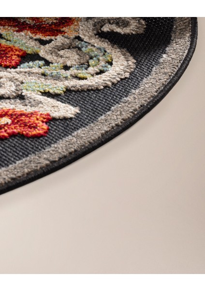 Loubressac Daire Halı - Siyah/Kızıl Mavi - 160x160 cm modelleri
