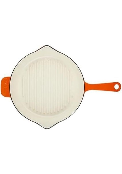 Döküm Yuvarlak Izgara Tavası Döküm Demir Yekpare Saplı Edition Serisi ÇAP(Ø)28CM. Turuncu