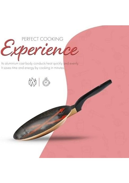 Fun Cooking Defne Alüminyum Döküm Granit Kaplama Krep Tava 22 cm Sarı