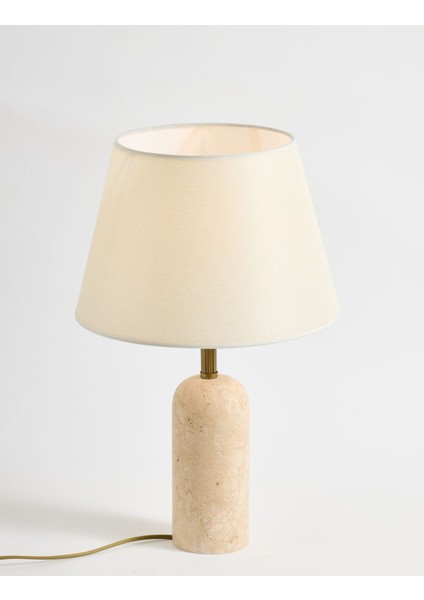 Luum Kumaş Şapkalı Traverten Abajur modelleri