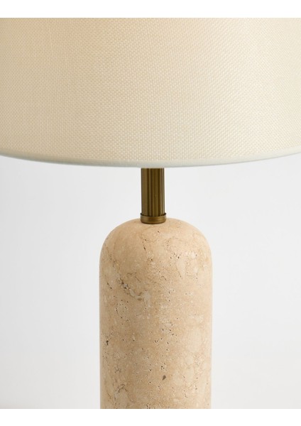 Luum Kumaş Şapkalı Traverten Abajur fırsatları