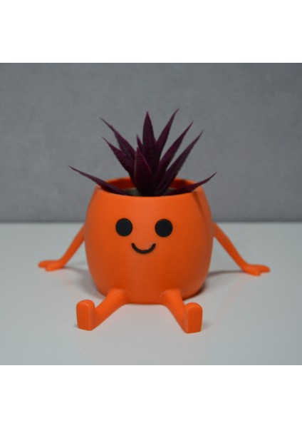 3D Oturan Mini Saksı Turuncu