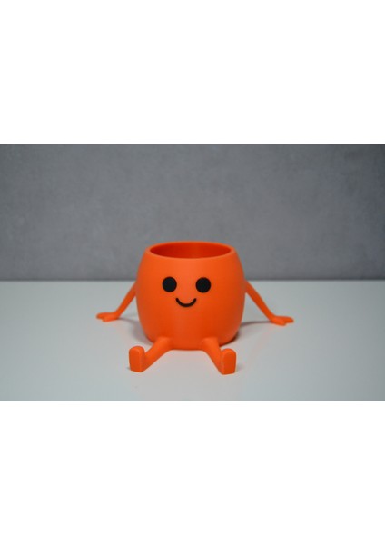 3D Oturan Mini Saksı Turuncu