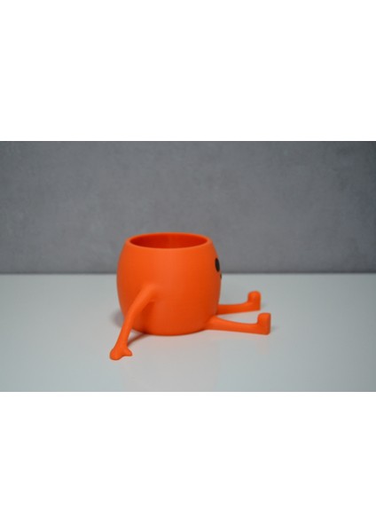 3D Oturan Mini Saksı Turuncu
