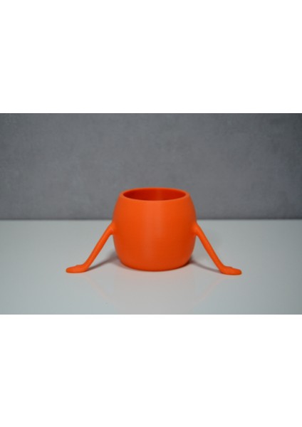 3D Oturan Mini Saksı Turuncu
