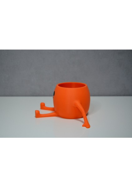 3D Oturan Mini Saksı Turuncu