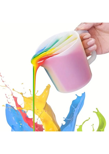 Epoksi Silikon 5 Bölmeli Kulplu Boya Karıştırma ve Döküm Kabı 500 ml