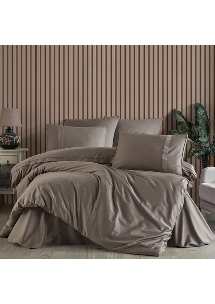 Plain - Camel Çift Kişilik 300TC Saten Nevresim Takımı