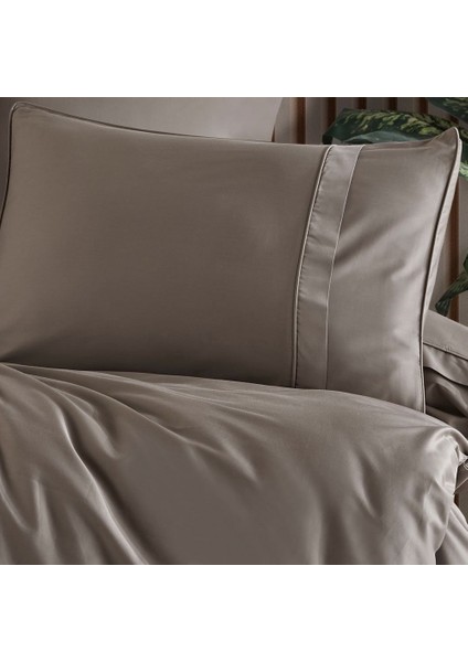 Plain - Camel Çift Kişilik 300TC Saten Nevresim Takımı