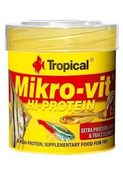 Tropical Mikro-Vit Hı-Protein Yavru Balıklar Için Yüksek Proteinli Balık Yemi 50 ml 32 gr