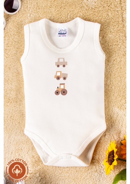 Erkek Bebek %100 Organik Pamuklu Bohem Baskılı 3-6-9-12 Ay 3lü Kolsuz Atlet Bebek Body Zıbın