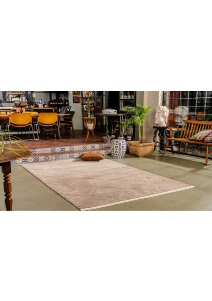 Jolly A0311 Bej Yumuşak Dokulu Salon Mutfak Koridor Oturma Odası Yolluk Halı Makine Halısı