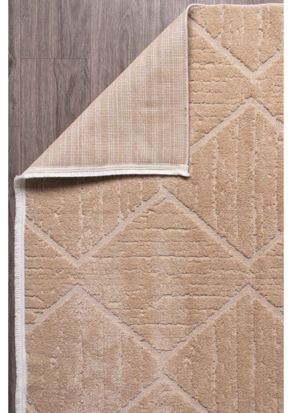 Jolly A0311 Bej Yumuşak Dokulu Salon Mutfak Koridor Oturma Odası Yolluk Halı Makine Halısı
