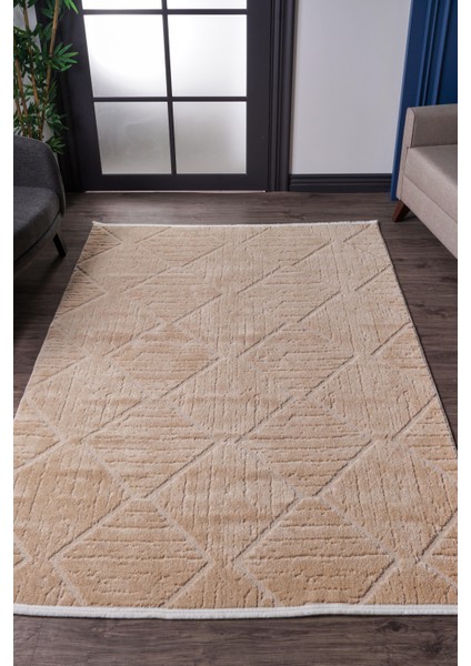 Jolly A0311 Bej Yumuşak Dokulu Salon Mutfak Koridor Oturma Odası Yolluk Halı Makine Halısı