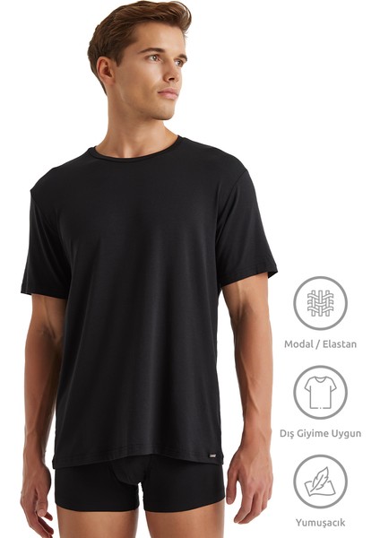 Erkek Yumuşak Kumaşlı Modal Fanila Silver T-Shirt