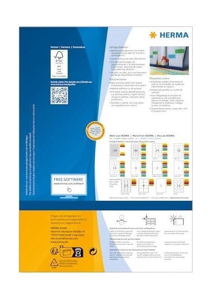 4402 Renkli Etiket Dın A4 210 x 297 Mm, 100 Yaprak, Kağıt, Mat Kendinden Yapışkanlı, Yazdırılabilir, Kalıcı Yapışkan Renkli Etiketler, 100 Yapışkan Etiket, Kırmızı