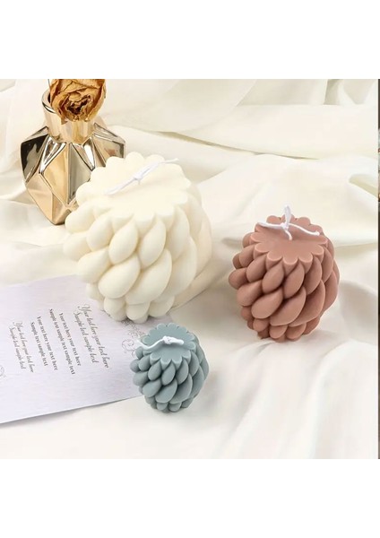 Silikon Mum Yağmur Damlası Şekilli Büyük Boy 3D Geometrik Kavisli Sütun Sabun Kalıbı