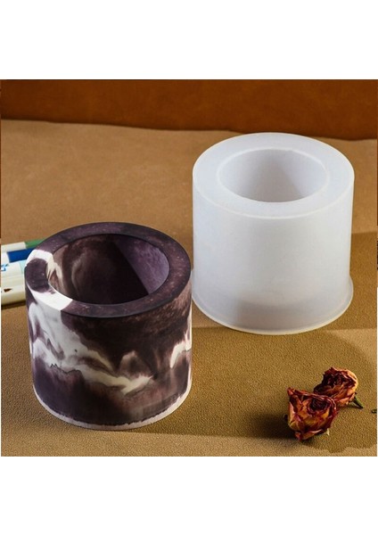 Silikon Epoksi Taş Tozu Mumluk Kalemlik Saksı Kalıbı 7x8.5 cm indirimleri
