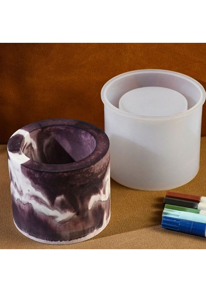 Silikon Epoksi Taş Tozu Mumluk Kalemlik Saksı Kalıbı 7x8.5 cm