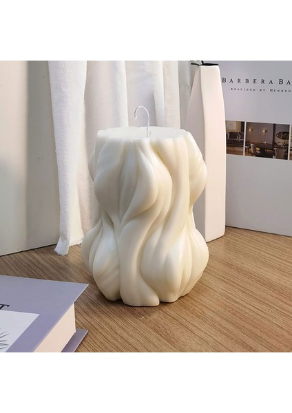 Silikon Büyük Dalga Mum Kalıbı Sütun Mum Kalıbı 9.1x7.3 cm