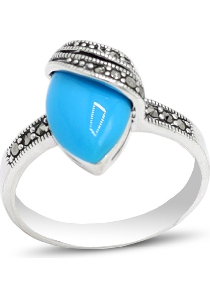 Firuze Taşlı 925 Ayar Gümüş Markazit Kadın Yüzük 201024204