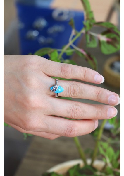 Firuze Taşlı 925 Ayar Gümüş Markazit Kadın Yüzük 201024204 fiyatları