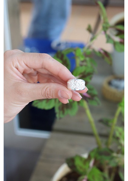 Yöresel Hasır Model El Işçiliği 925 Ayar Gümüş Kadın Yüzük 201024193