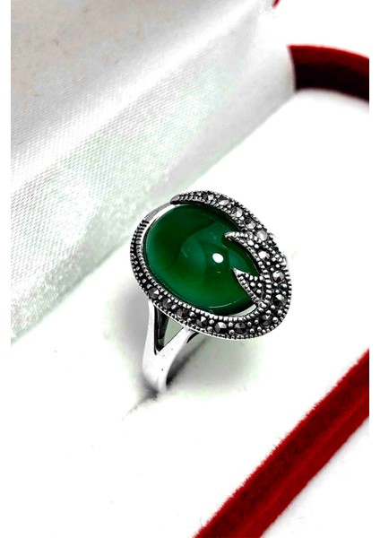 Zümrüt Taşlı Şimşek Model 925 Ayar Gümüş Markazit Kadın Yüzük 201024216 fırsatları