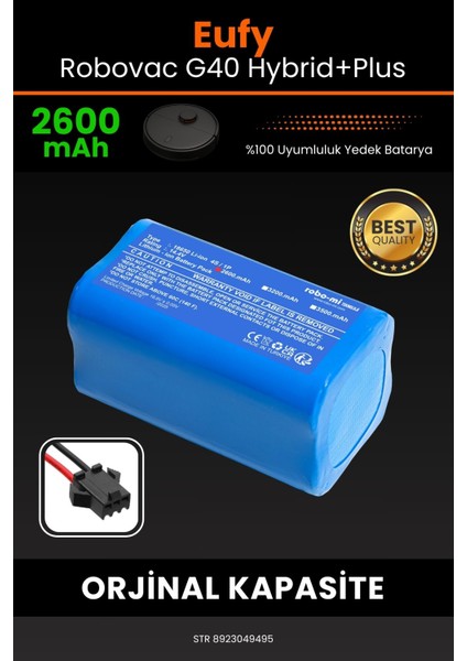 Eufy Robovac G40 Hybrid+Plus 2600MAH Robot Süpürge Bataryası - Koruma Katmanlı Batarya Teknolojisi