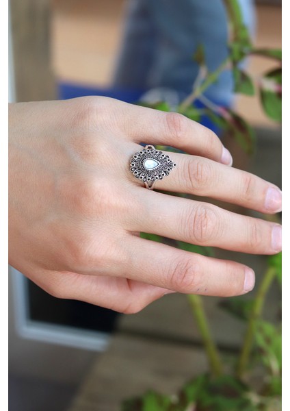 Sedef Taşlı Damla Model 925 Ayar Gümüş Markazit Kadın Yüzük 201024233 fiyatları