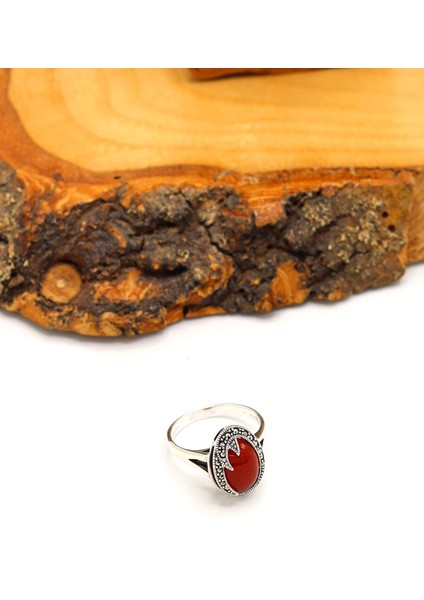 Akik Taşlı Şimşek Model 925 Ayar Gümüş Markazit Kadın Yüzük 201024215 fiyatları